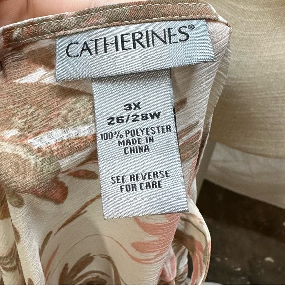 Catherine’s Sheer Brown and Pink Blouse/Cover Up Size 26/28W - Picture 7 of 8